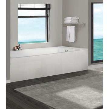 Acrylic Apron Soaking Bathtub, White, 66"x32", Right, Without Drain