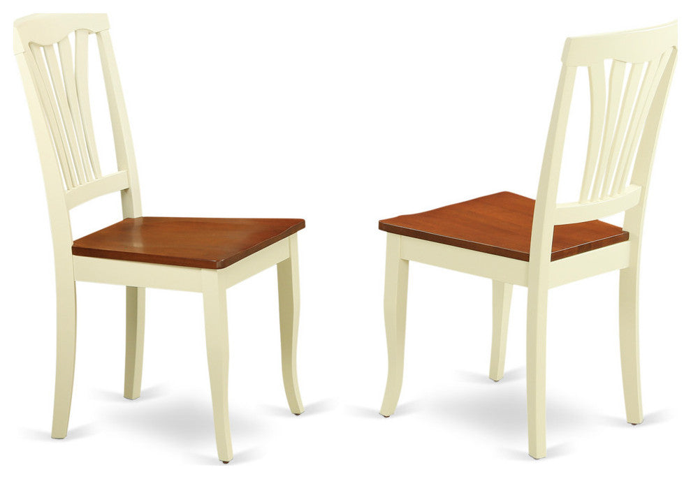 3 Pc Set, Round Small Table, 2 Wood Dinette Chairs, Buttermilk, Cherry .