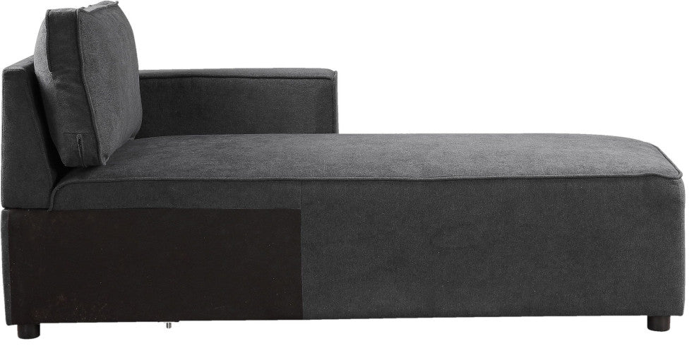 ACME Silvester Modular Chaise With 2 Pillows, Gray Fabric