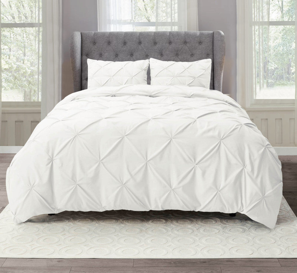Organic Cotton 300 TC GOTS Certified 8 Internal Ties Fair Trad Pintuck Duvet Set