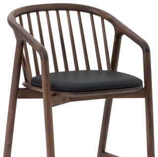 Echo, Walnut Wood/Black Faux Leather, Bar Stool, 30", Single