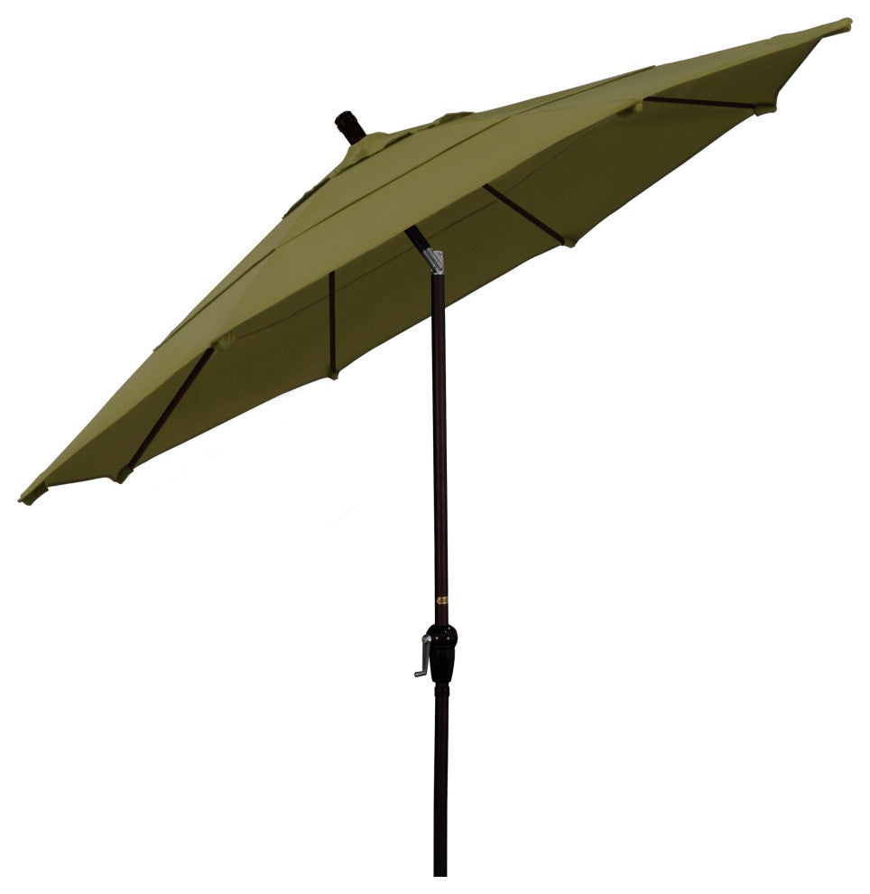 11' Bronze Auto-Tilt Crank Aluminum Umbrella, Pacifica, Palm