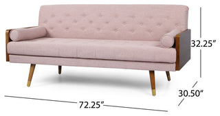 GDF Studio Aidan Mid-Century Modern Tufted Fabric Sofa, Light Blush/Dark Walnut