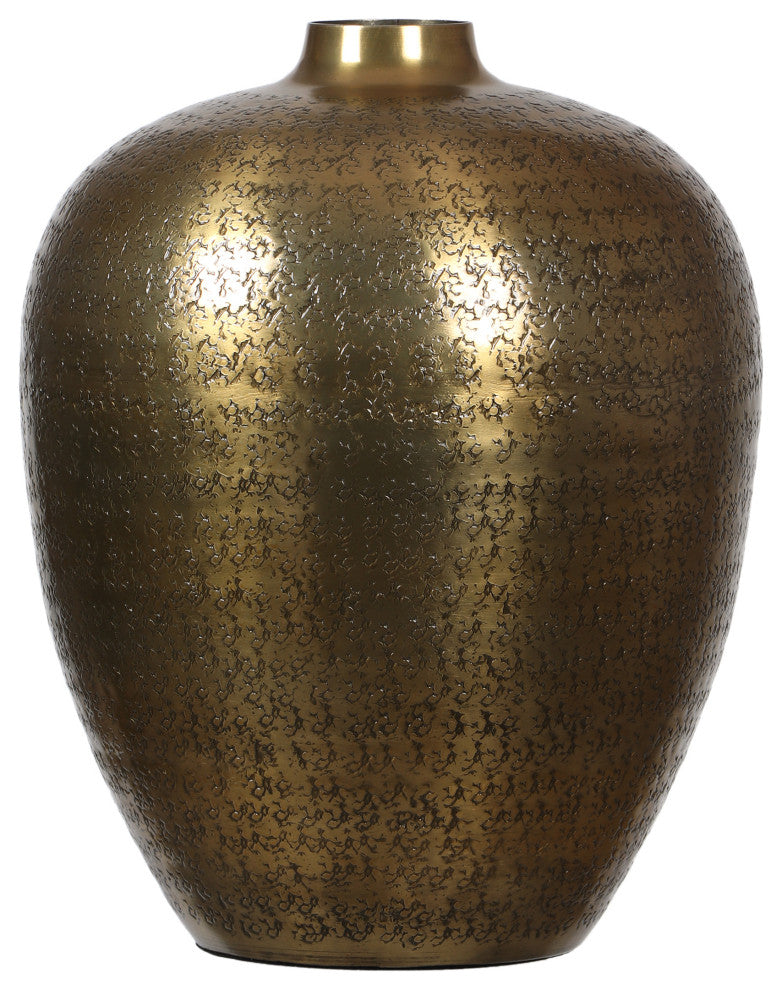 Olcott Handmade Textured Aluminum Vase, Brass