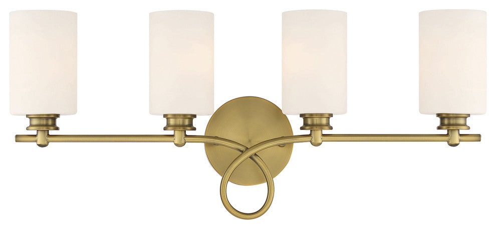 Savoy House Woodbury 8-530-4-322 Four Light Bath Bar, Warm Brass