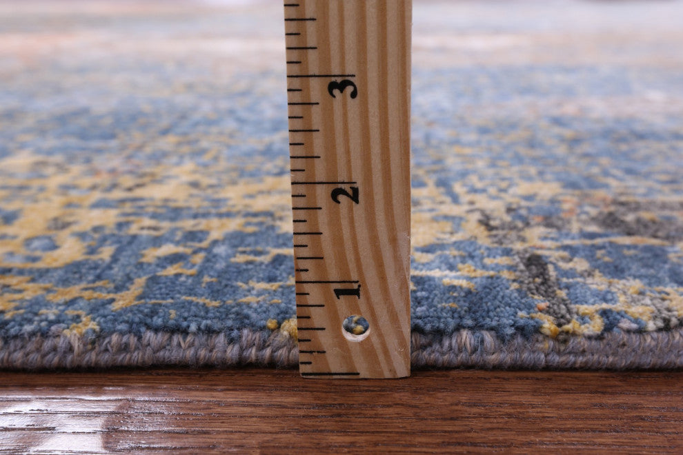 5' 11" X 9' 3" Wool and Silk Hand Knotted Abstract Rug Q8560