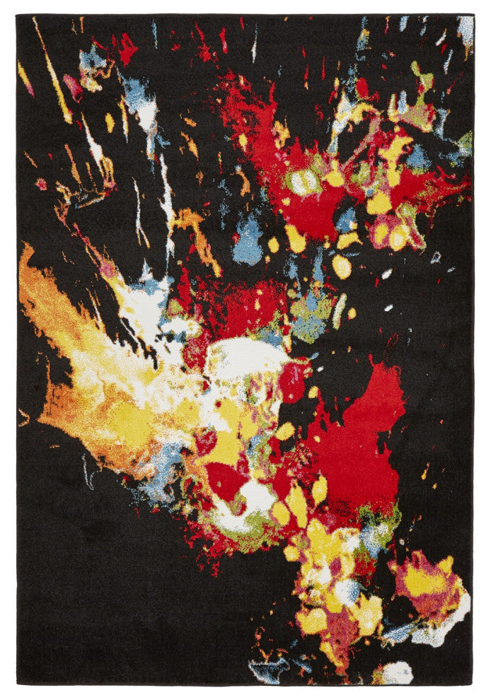 8" x 9" Black Abstract Explosion Area Rug