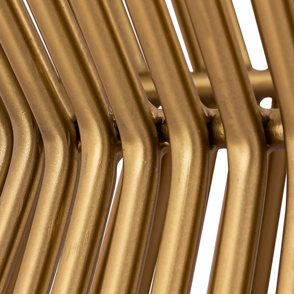 Gold Wire Coffee Table, 33" Round Glass Top Coffee Table, Glam Cocktail Table