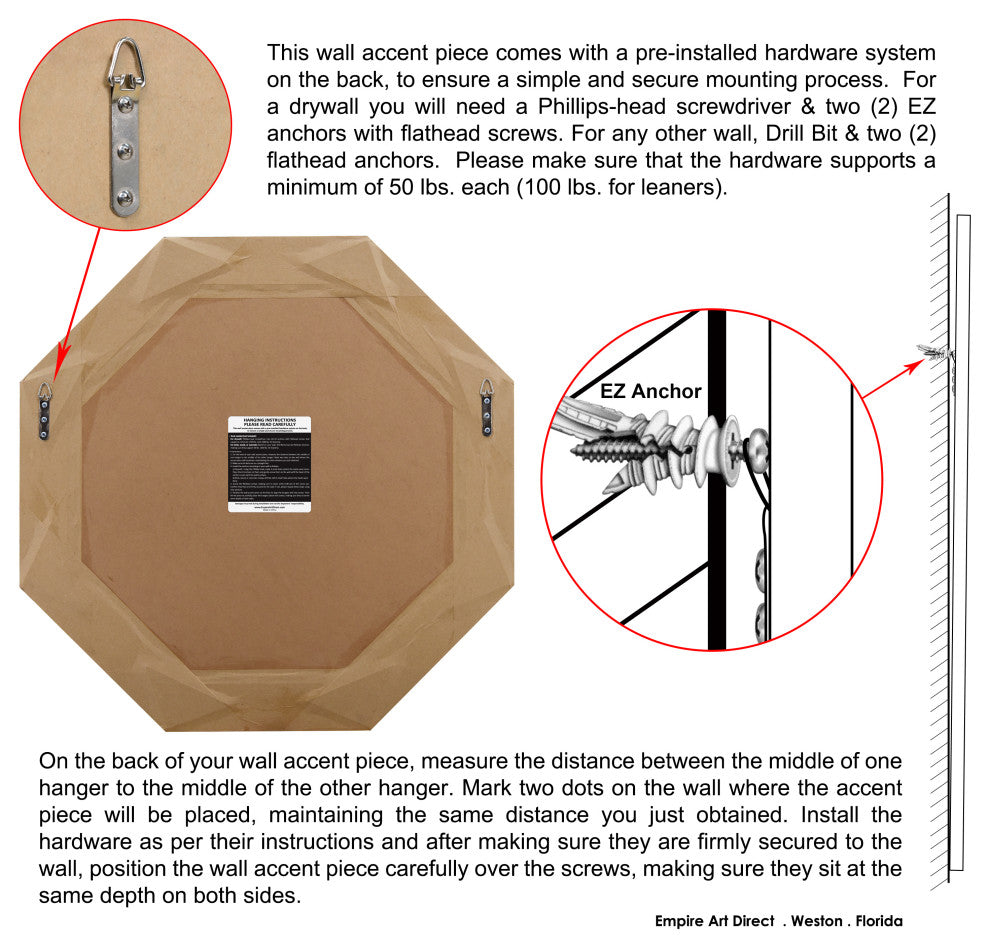 Beveled Multi Faceted Octagons Wall Mirror, 1" Beveled Center, Wood Frame