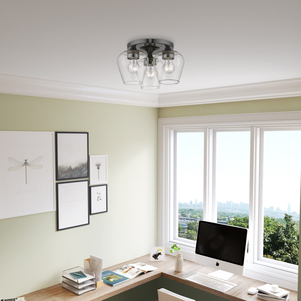 Willow 3 Light Black Chrome Flush Mount