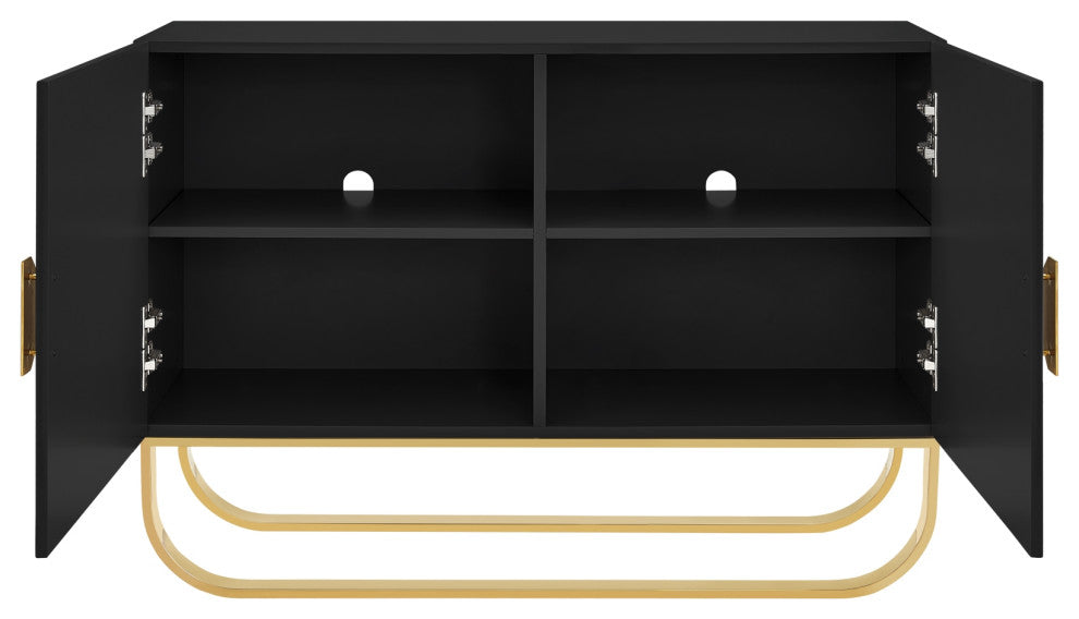 Nicole Miller Jacelynn Sideboard, Black/Gold, 2-Door