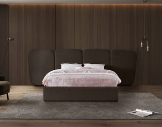 Shiloh Boucle Fabric Upholstered Bed, Brown, Queen