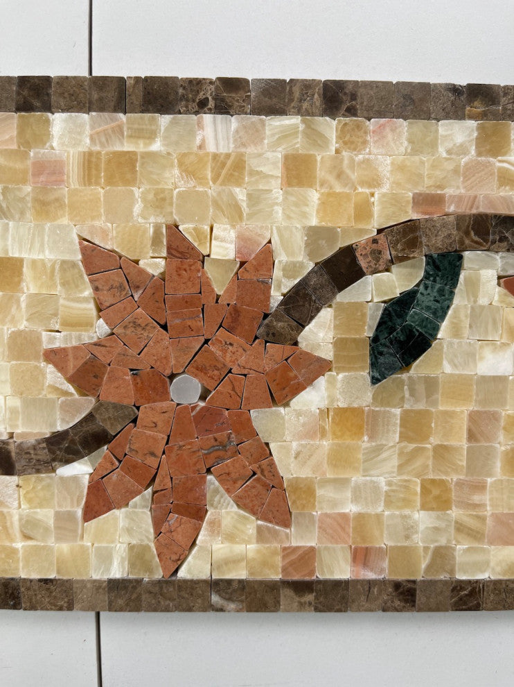 Marble Mosaic Border Listello Tile Fatsia Rojo 5.9x19.7 Polished, 1 piece