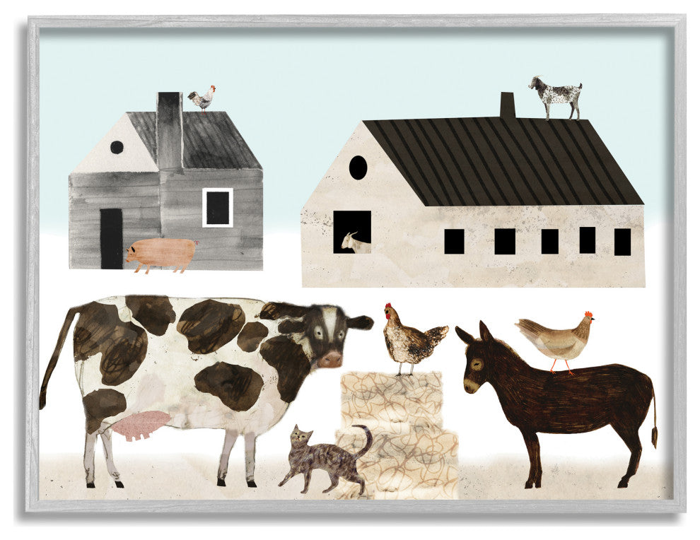 Minimal Farm Animals Barn and Home, 30 x 24