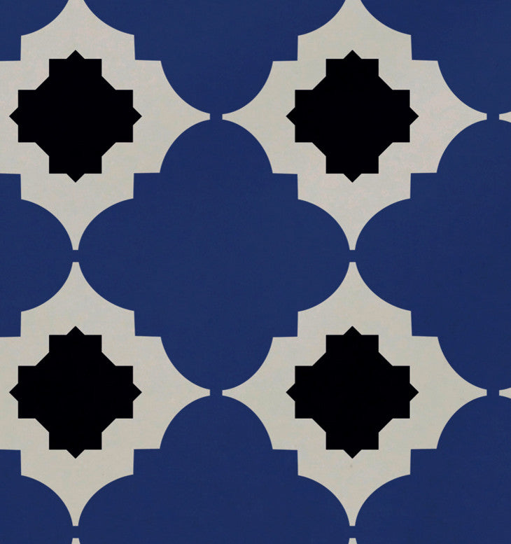 18"x14" Medina, Geometric Print Placemat, Blue, Set of 4