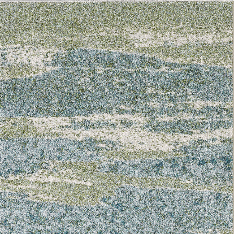 Illusions Mist Abstract Watercolor Area Rug, Ocean, 7'10 X 10'10
