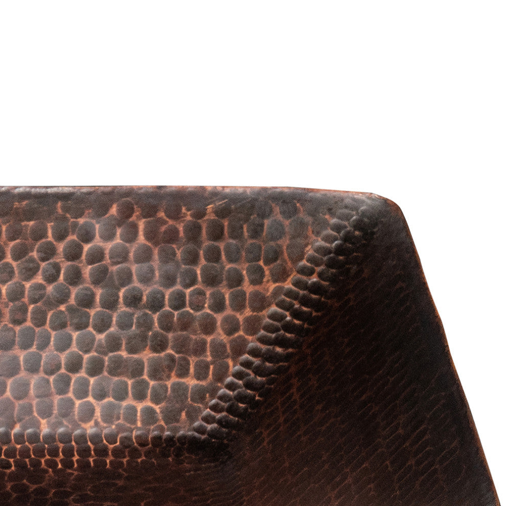 14" Square Hand Forged Old World Copper Vessel Sink