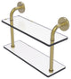 Remi 16" Two Tiered Glass Shelf, Satin Brass