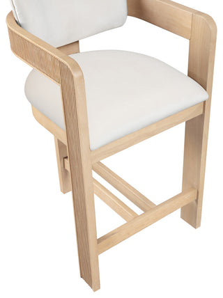 Sacha Upholstered Bar and Counter Stool, Cream, Velvet, Natural