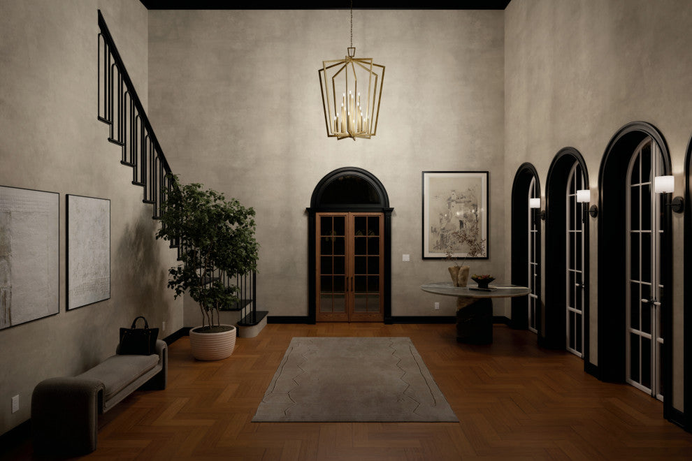Abbotswell 49" 16 Light Foyer Pendant, Natural Brass