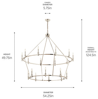 Carrick Chandelier, Black, Polished Nickel, 18 Light