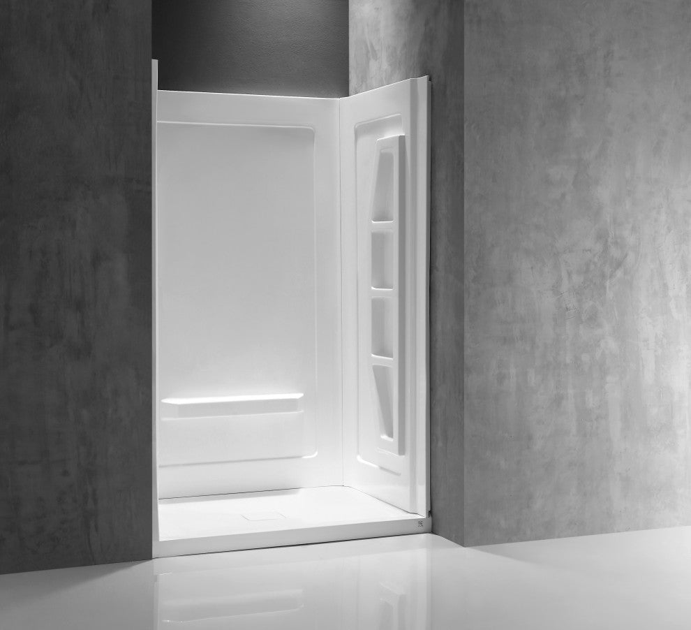 ANZZI Rose 48"x36"x74" DIY Friendly Alcove Shower Surround, White