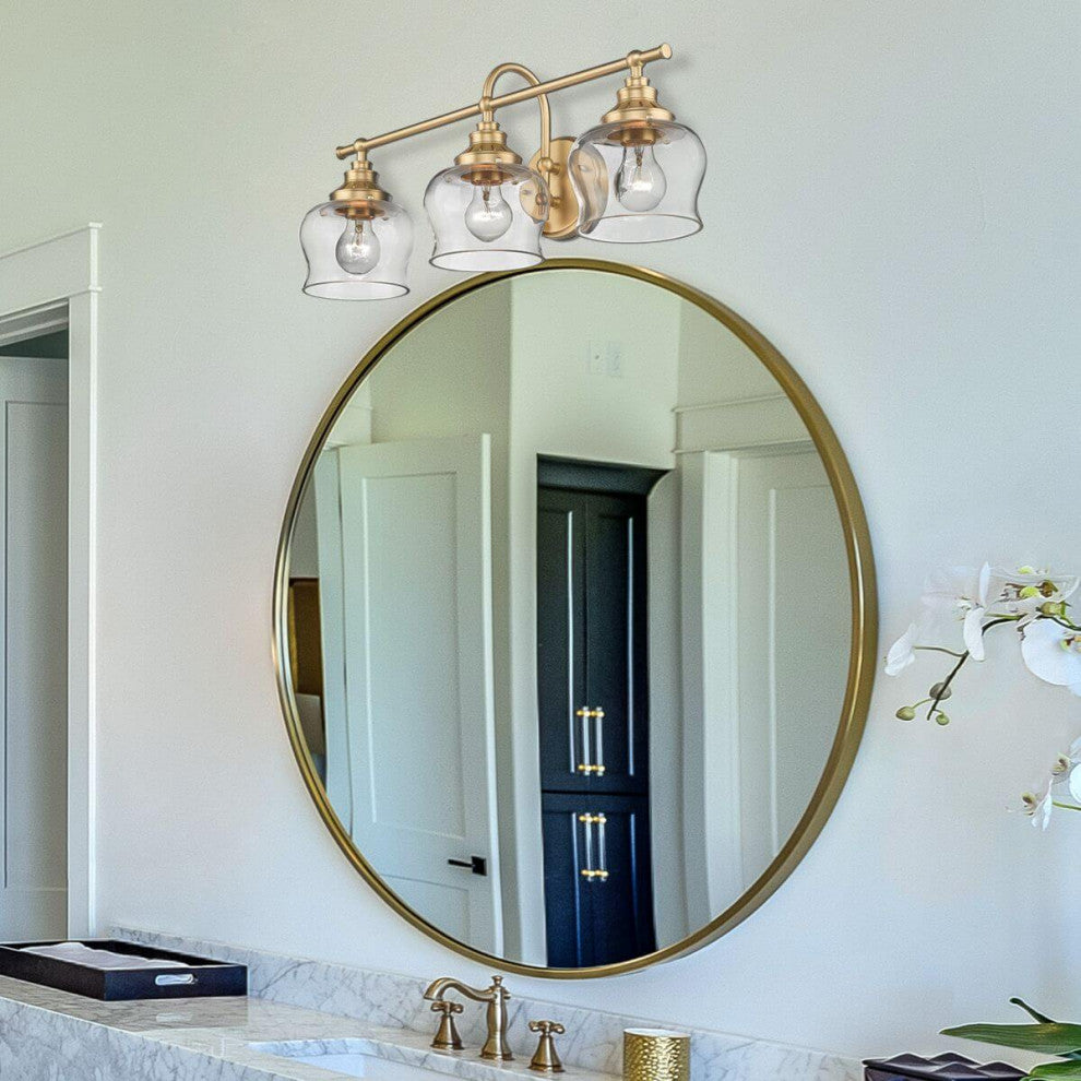 3 Light 24" Bath Vanity Light, Brushed Champagne Bronze With Clear Glass