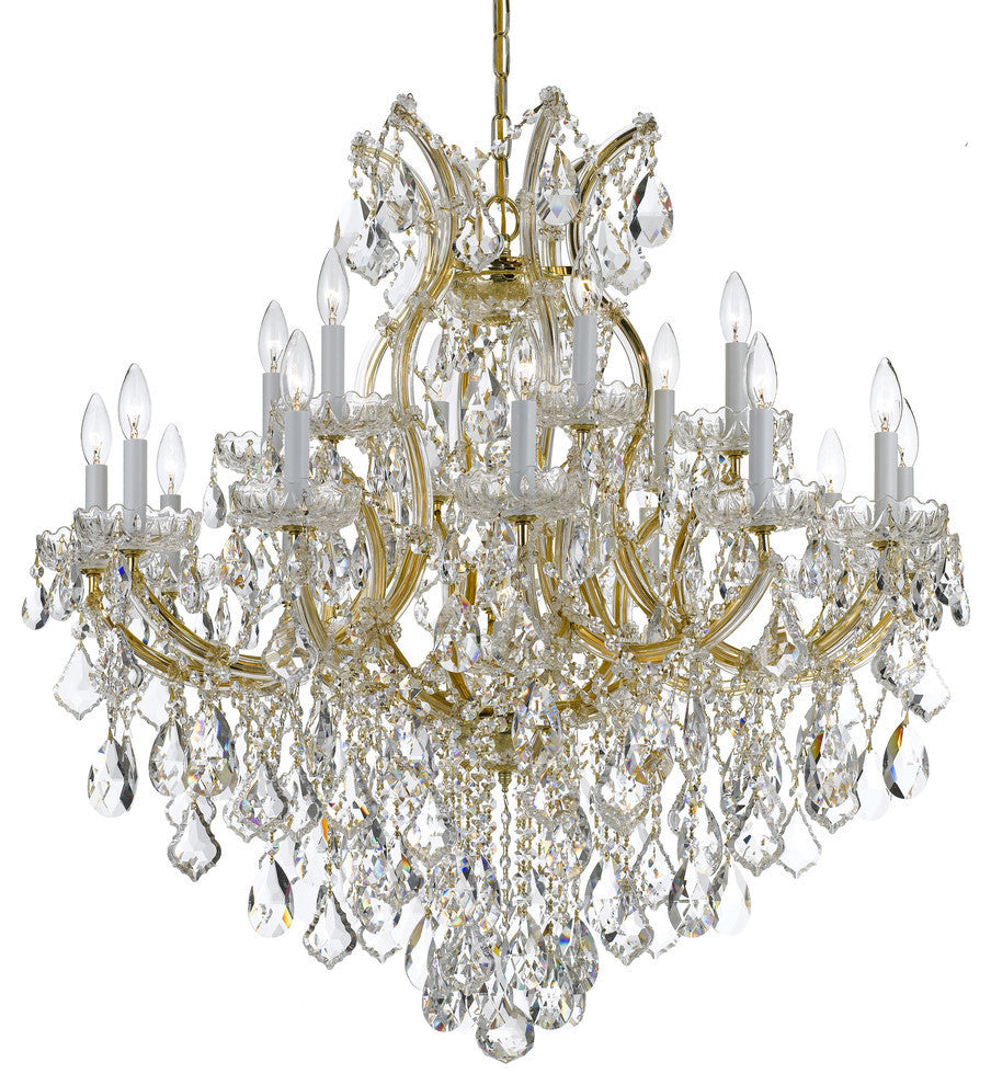 Maria Theresa 19 Light Chandelier in Gold with Clear Hand Cut Crystal