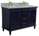 49" Double Vanity, Blue Finish With Gray Granite And Rectangle Sink
