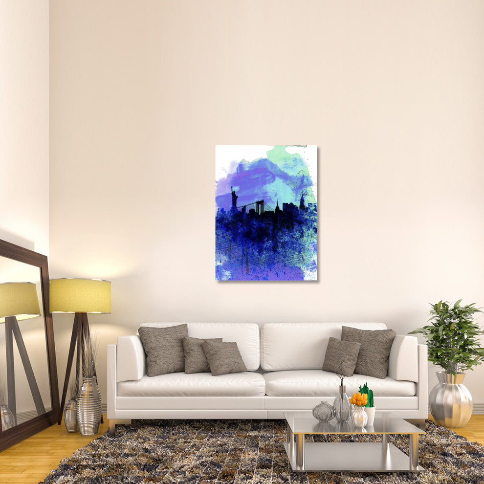 "New York  Watercolor Skyline 2" Fine Art Print