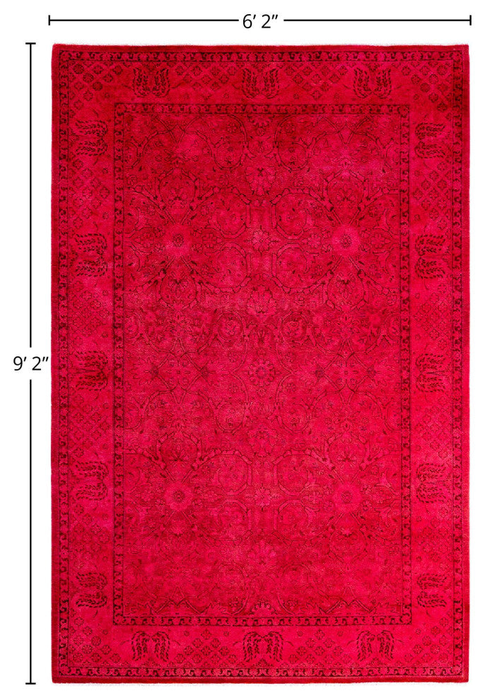 Overdyed, One-of-a-Kind Hand-Knotted Area Rug Pink, 6'2"x9'2"