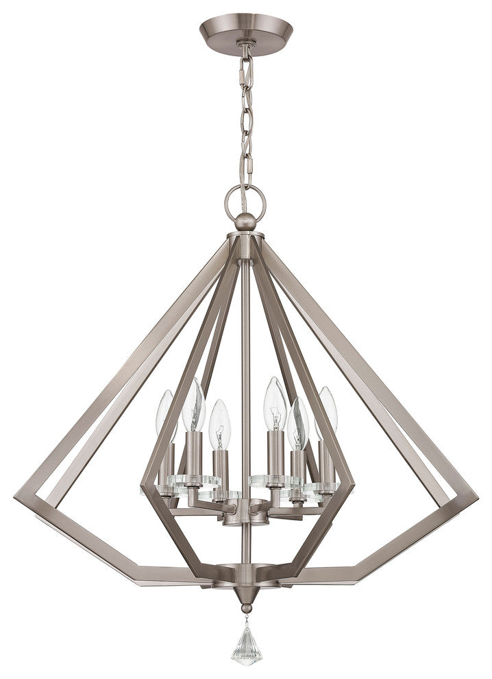 Diamond Chandelier, Brushed Nickel