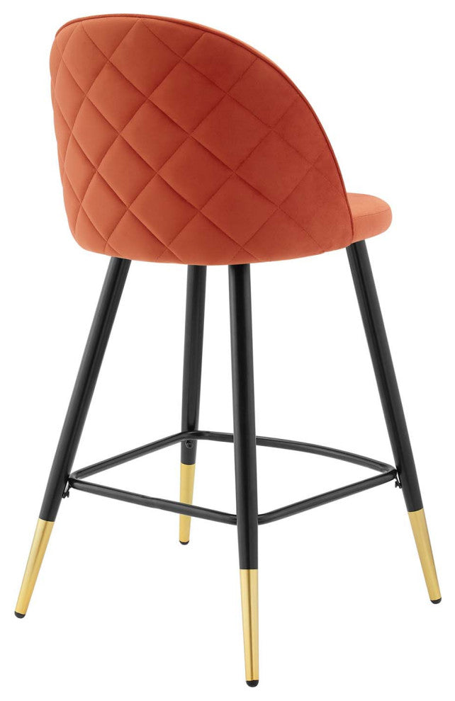 Cordial Performance Velvet Counter Stools Set of 2 Orange
