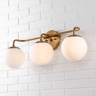 Louis Globe Metal/Frosted Glass Modern LED Vanity, 3-Light