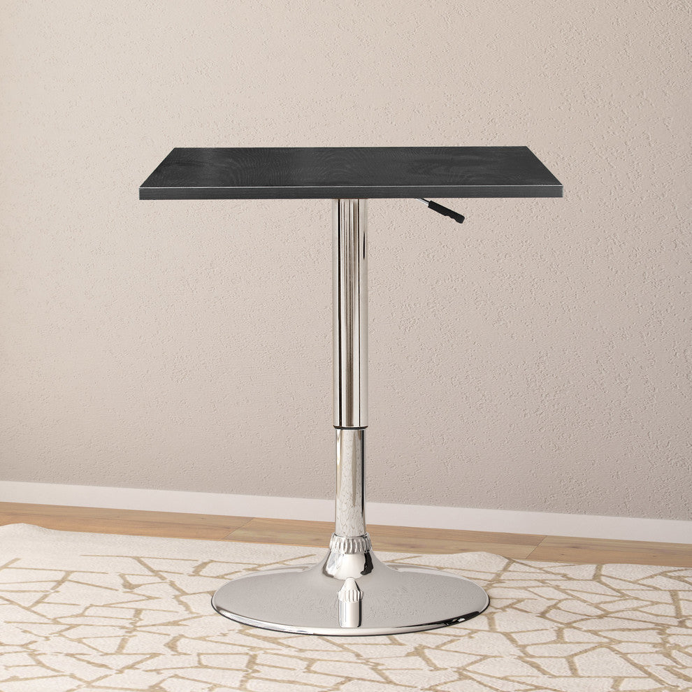 CorLiving Maya Black Engineered Wood Square Adjustable Height Swivel Pub Table