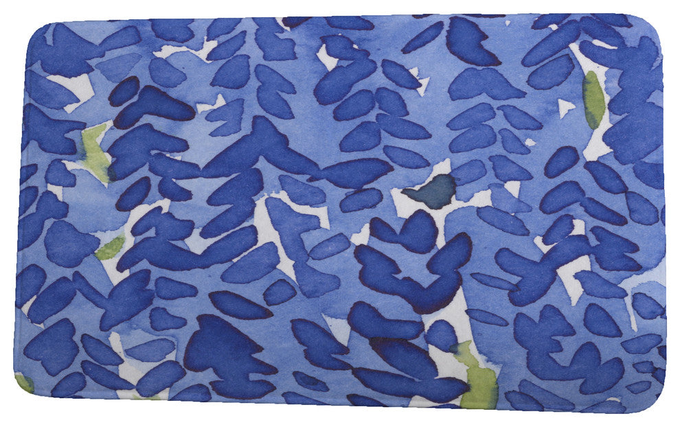 Market Flowers Flower Bell Floral Print Bath Mat, Blue, 21"x34"