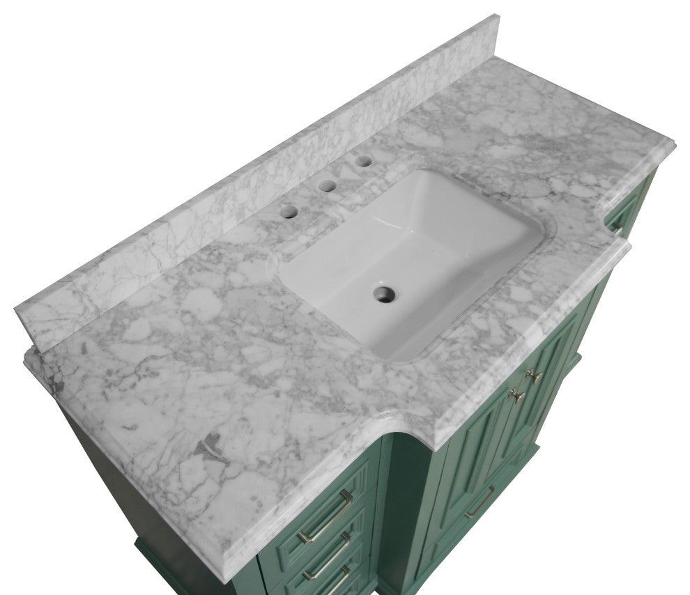 Nantucket 48" Bathroom Vanity, Sage Green, Carrara Marble
