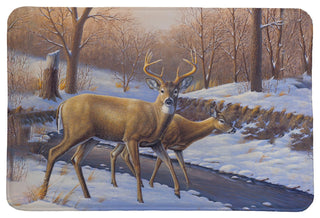 Laural Home Snowy Deer Creekside Memory Foam Rug