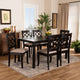 Hastings Sand Upholstered Dark Brown 7-Piece Wood Dining Set