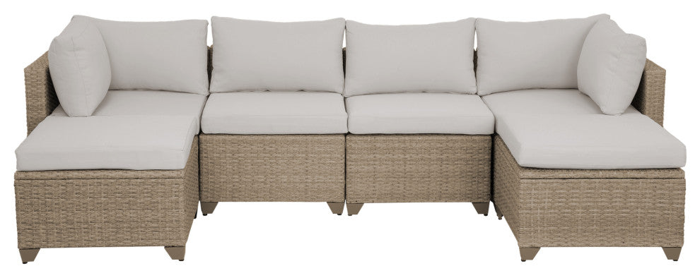 Maui 6-Piece Outdoor Conversation Set, Two Ottomans, Hazel