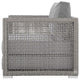 Modern Outdoor Patio Chair and Coffee Side Table Set, Rattan Fabric, Grey Gray
