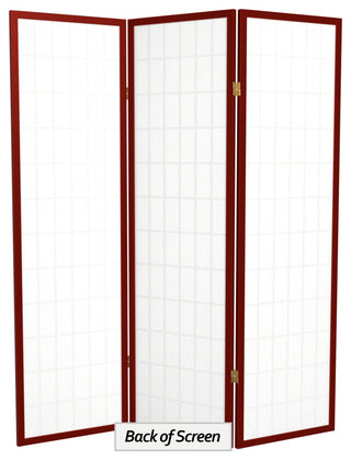 5' Tall Window Pane Shoji Screen, Rosewood, 3 Panels