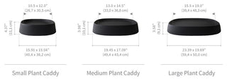 Pebble Indoor/Outdoor Large Plant Caddy with Hidden Wheels, Caviar Black