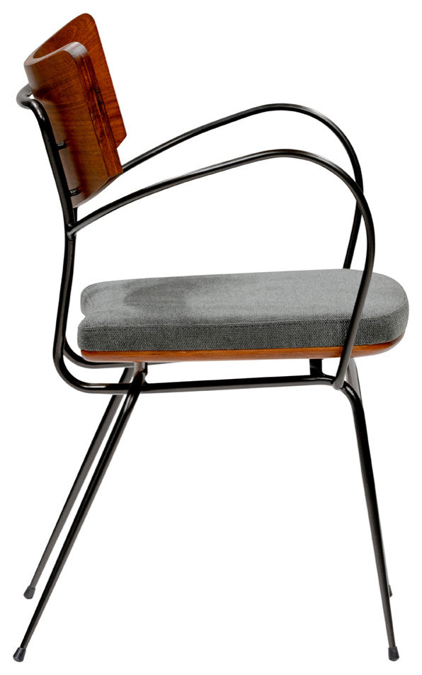 Gensvig Arm Chair, Dark Gray Fabric and Black Legs, Set of 2