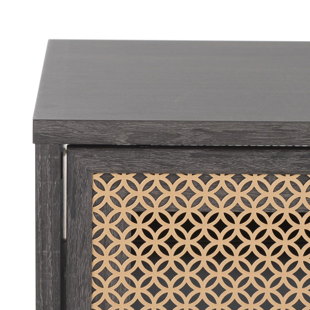 Safavieh Ceu 2 Door Coffee Table, Distressed Black/Gold