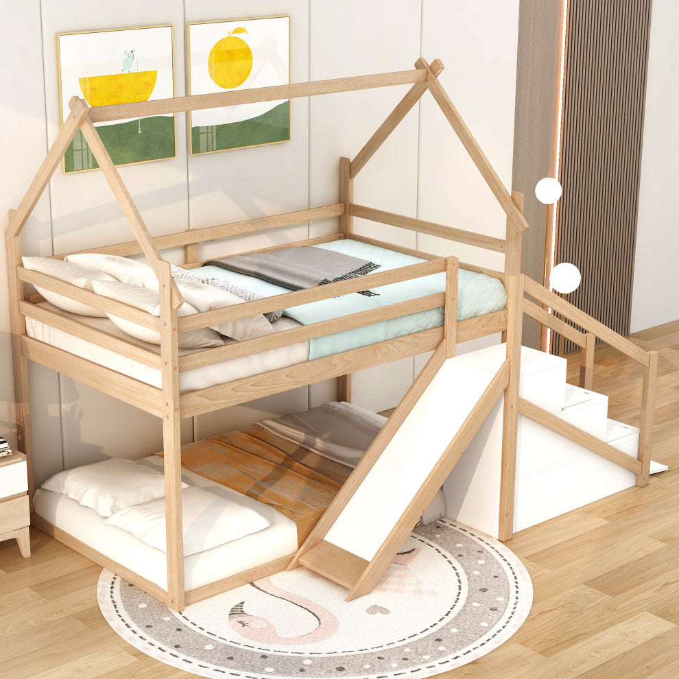 Gewnee Twin over Twin House Loft or Bunk Bed