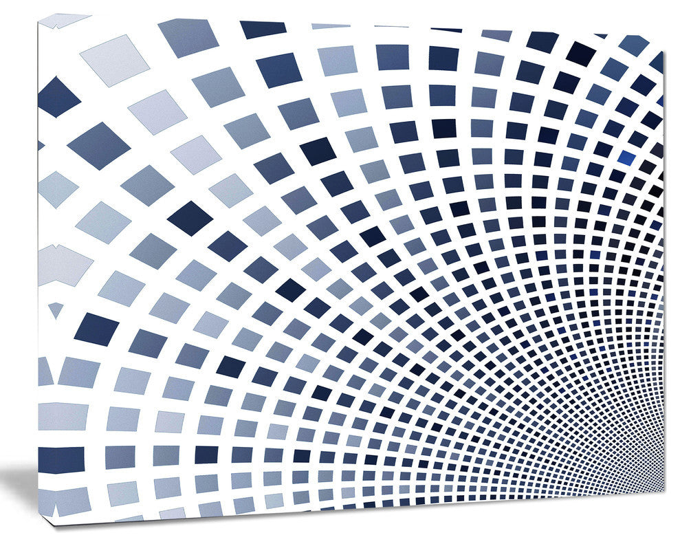 Blue Square Pixel Mosaic Illustration, Abstract Wall Art Canvas, 40x30