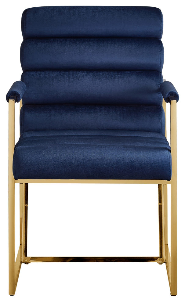 Inspired Home Maddyn Dining Chair, Velvet Navy/Gold