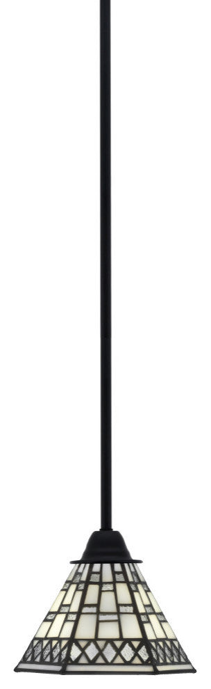 Paramount Mini Pendant, Matte Black, 7" Pewter Art Glass