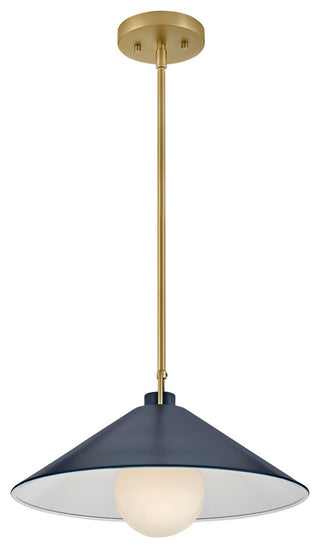 Lark Milo 16" Pendant Light, Lacquered Brass + Matte Navy shade